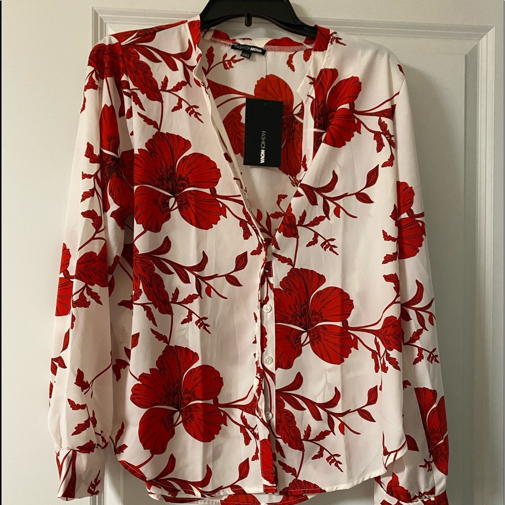 Beautiful silk red blouse